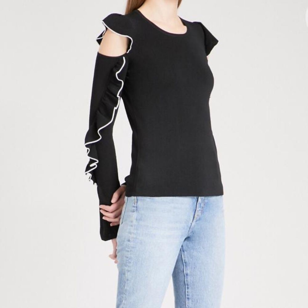 Maje Black Cold Shoulder Top